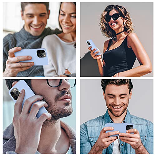 Cordking Funda diseñada para iPhone 13 Pro Max, funda protectora de silicona ultra delgada a prueba de golpes con forro de microfibra suave antiarañazos, 6.7 pulgadas, azul claro