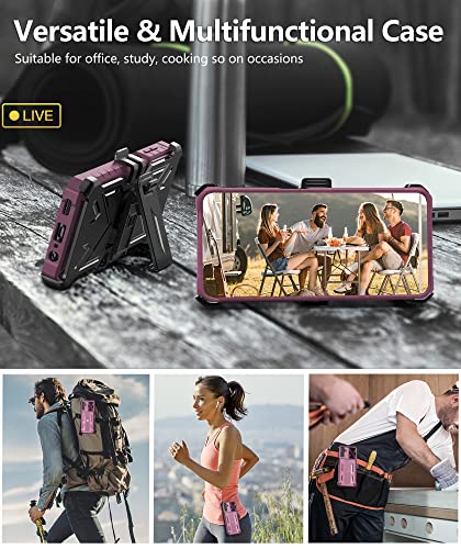 Funda para Samsung Galaxy A13 5G: funda protectora resistente para teléfono celular A13 5G con soporte de clip y deslizante, diseño mate a prueba de golpes, protección resistente a caídas de grado militar, color rosa