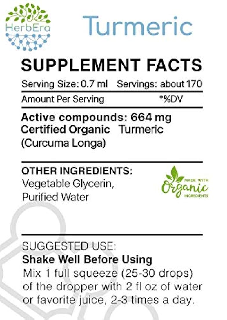 Turmeric alcohol-free Extracto Tintura de hierbas Cúrcuma
