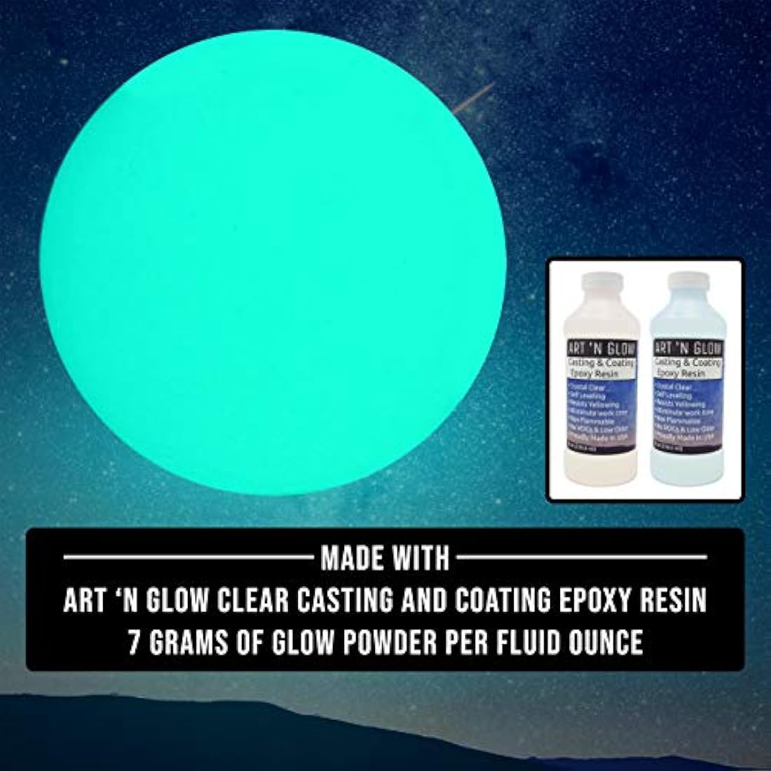 Pigmento en polvo que brilla en la oscuridad, 0,4 oz. Colores neutrales y fluorescentes.