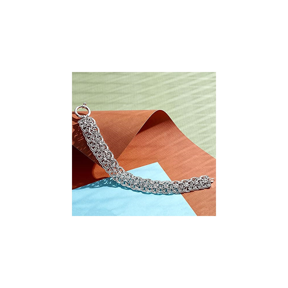 Pulseras de eslabones multicírculo de plata de ley