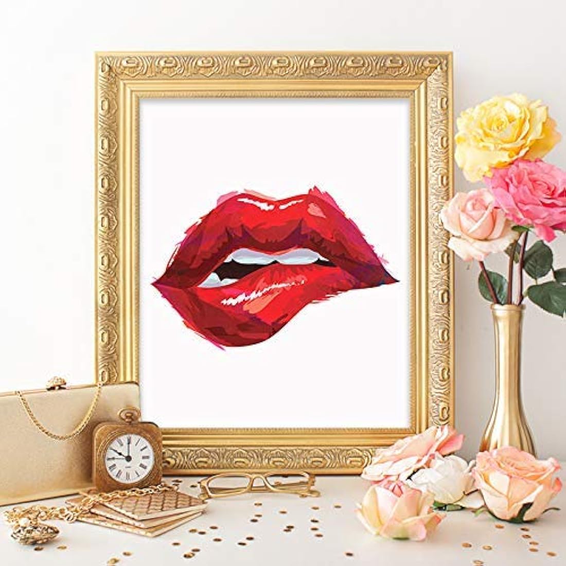 Lámina Labios Rojos - Sin marco - Decoración de pared