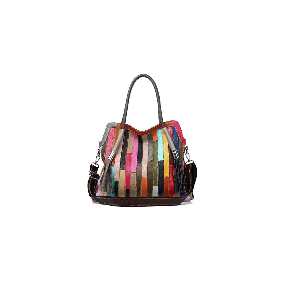 Bolso de mano multicolor Boston para mujer de piel