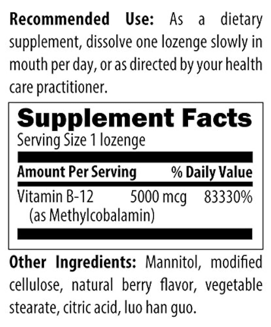 Designs for Health Vitamina B12 pastillas de Lozenge, 60 uni