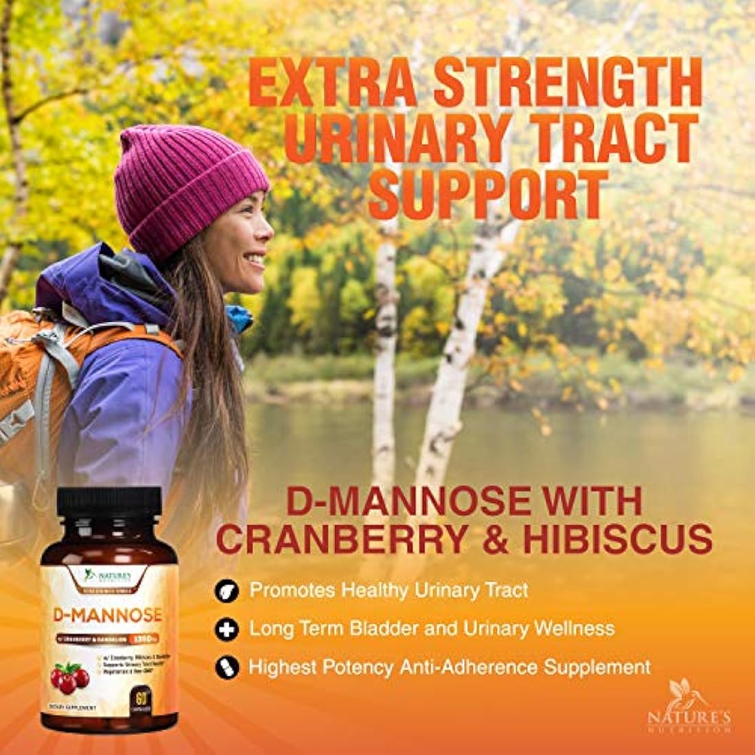 D-Mannose Cápsulas 1350 mg con arándano Nature's Nutrition
