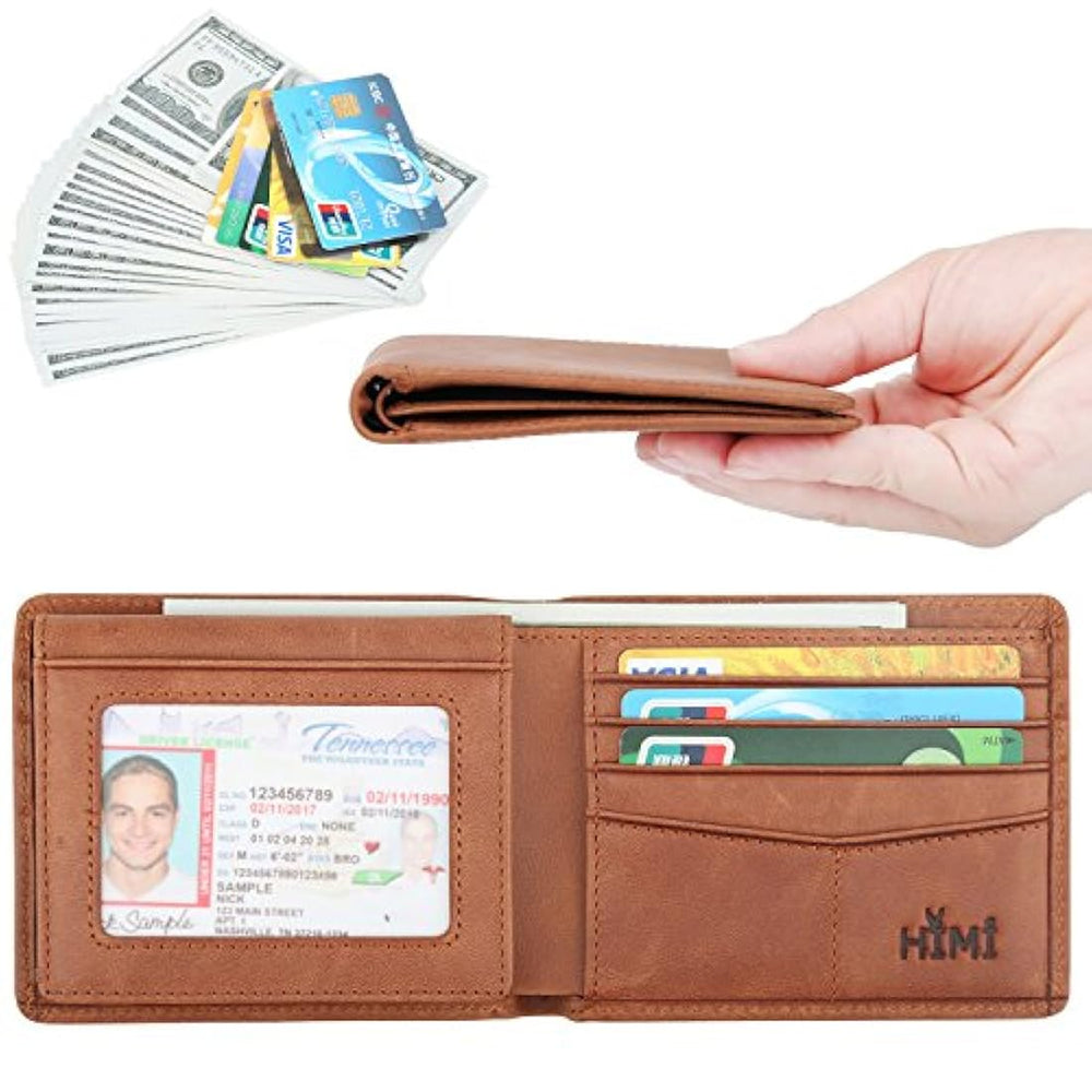 Billetera de cuero elegante para hombre con seguridad RFID