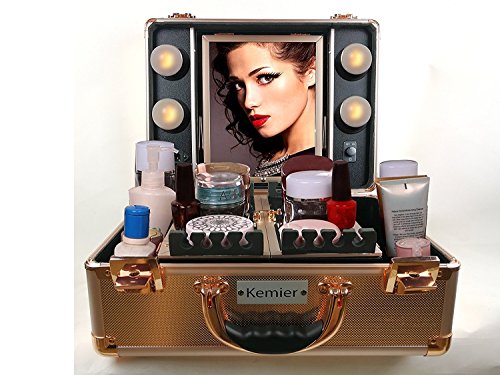 Kemier Makeup Train Case - Cosmetic Organizer Box Makeup