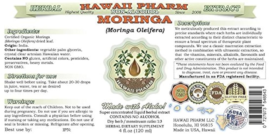 Moringa alcohol-free Extracto de líquido
