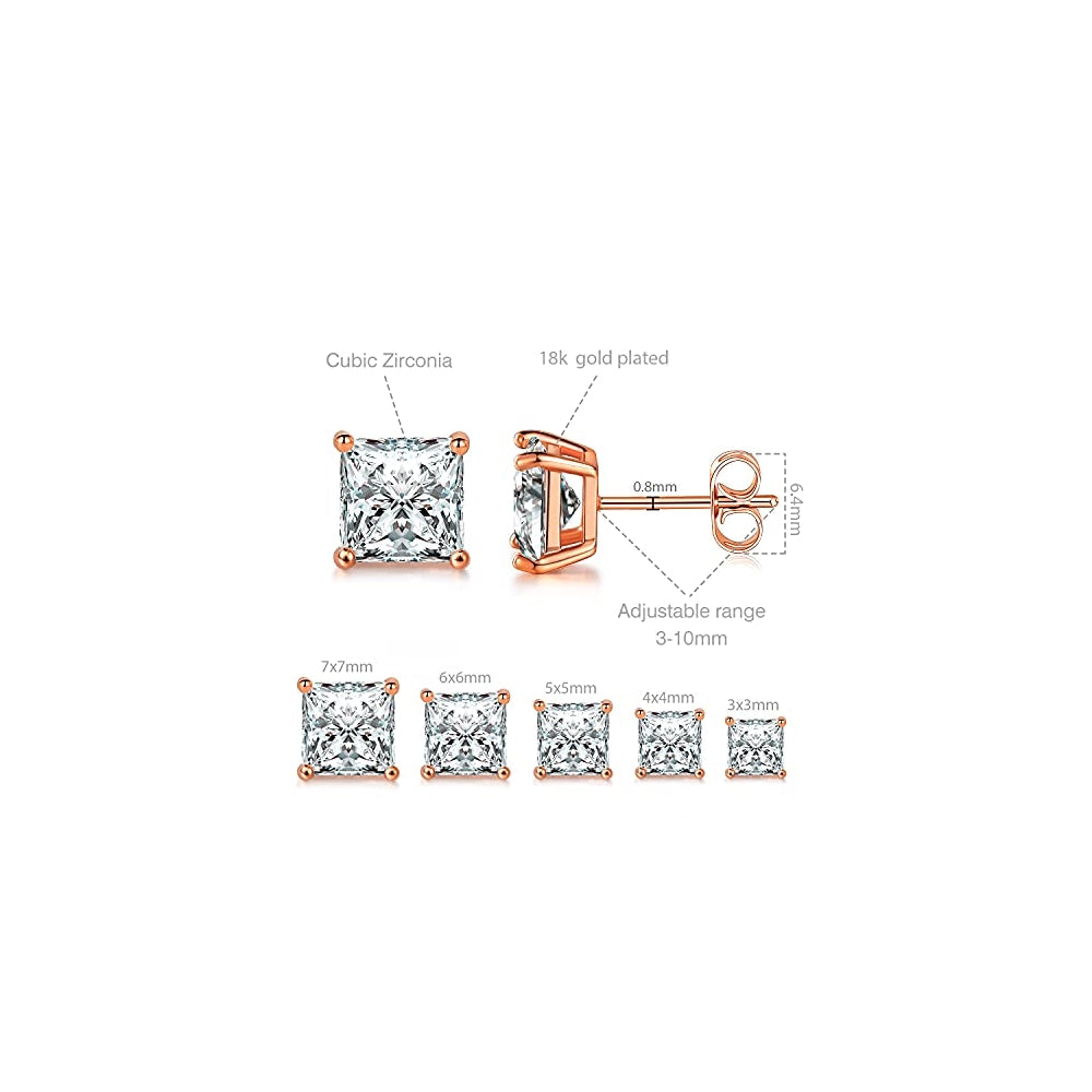 Aretes chapados en oro blanco de 18 quilates con circonita