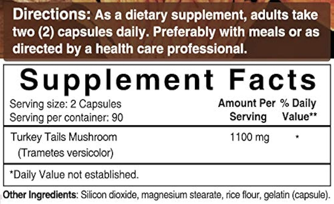 NatureBell - Seta de cola de pavo, 1100 mg por porción, 180