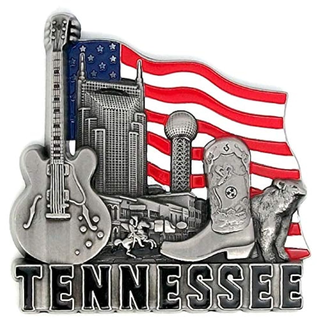 Imán para nevera, diseño de Tennessee con bandera E.U.