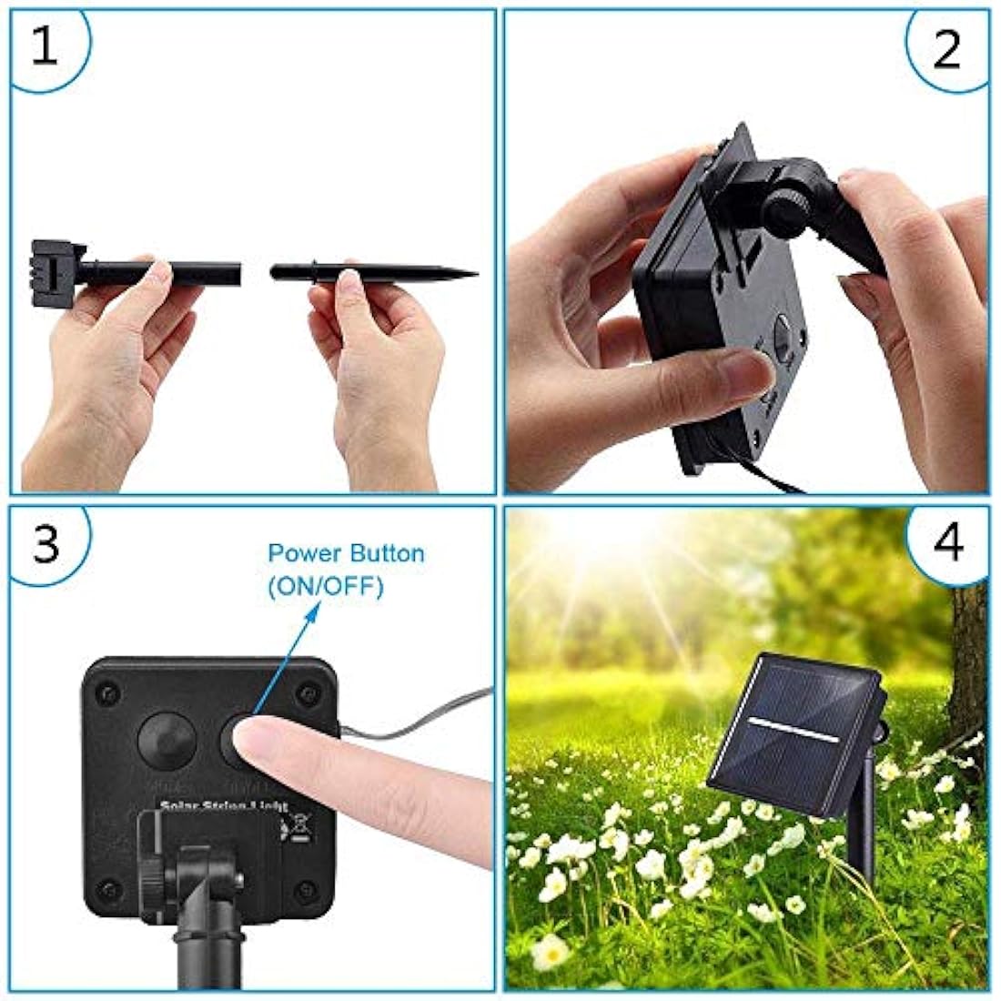 BOLWEO 2 unidades de luces solares con cadena de luces,