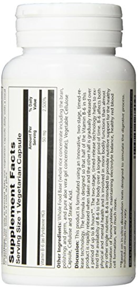 Solaray B-6 tstr Suplemento, 50 mg, 60 Count