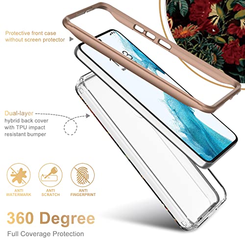 ESDOT Funda para Samsung Galaxy S22, grado militar, prueba de caídas de 21 pies, funda resistente con diseños de moda para mujeres y niñas, funda protectora para Galaxy S22 de 6.1 pulgadas, jardín de flores