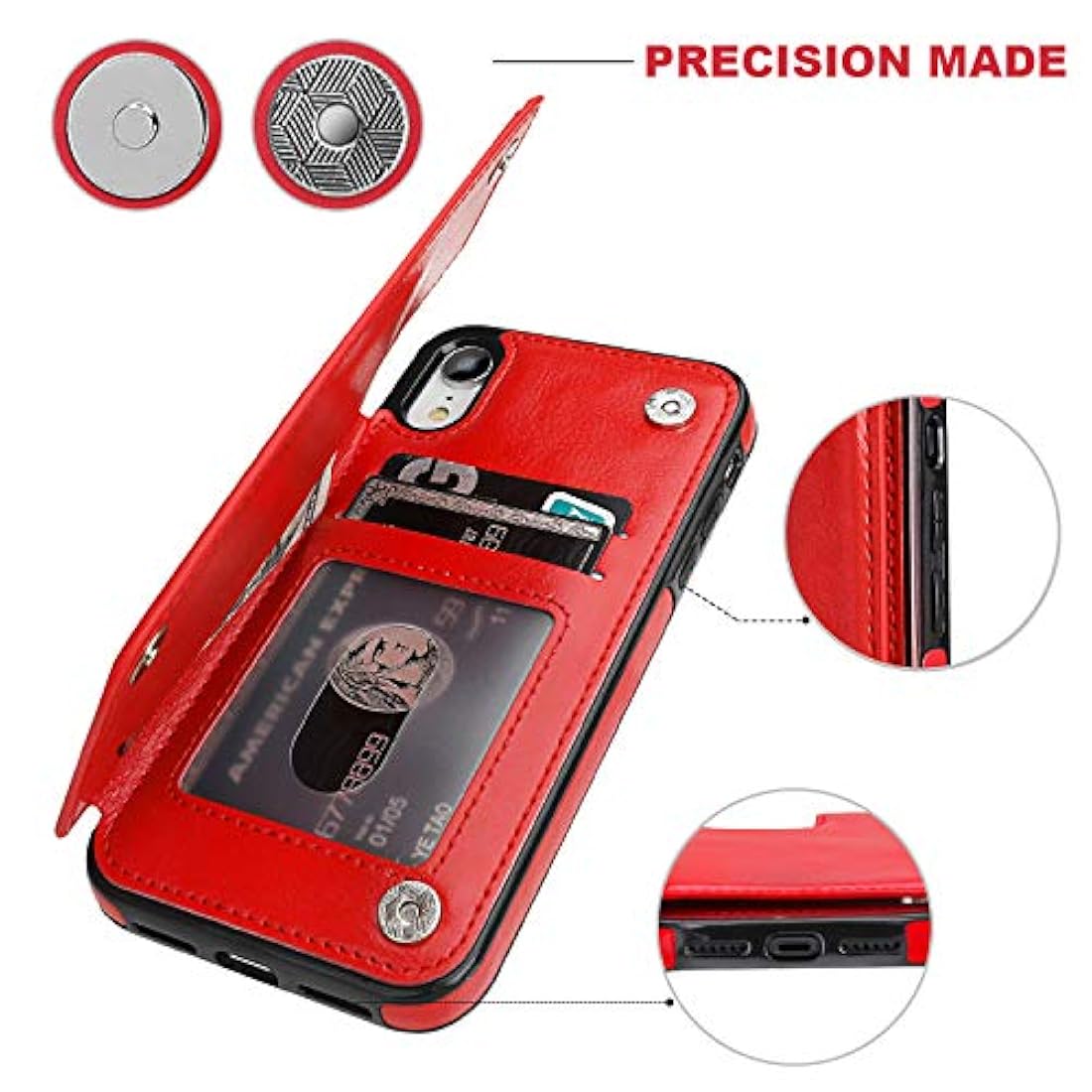 Funda tipo cartera para iPhone XR Rojo