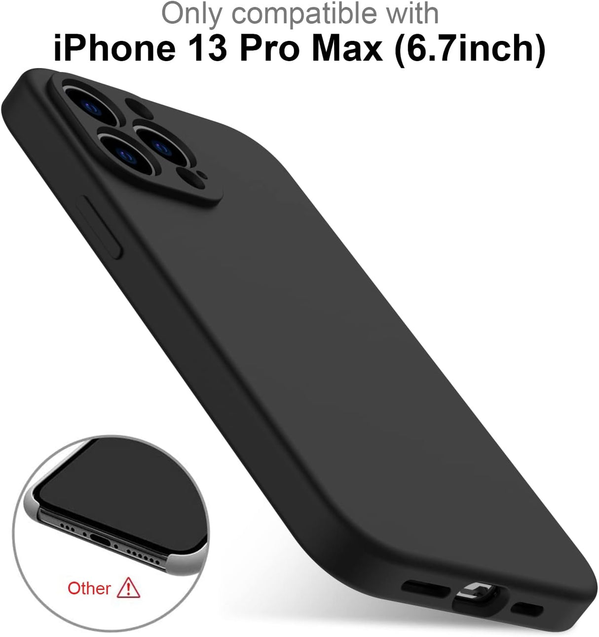 DEENAKIN Funda para iPhone 13 Pro Max con protector de pantalla, cubierta de goma de gel de silicona líquida suave y duradera para iPhone 13 Pro Max de 6.7 pulgadas, color negro