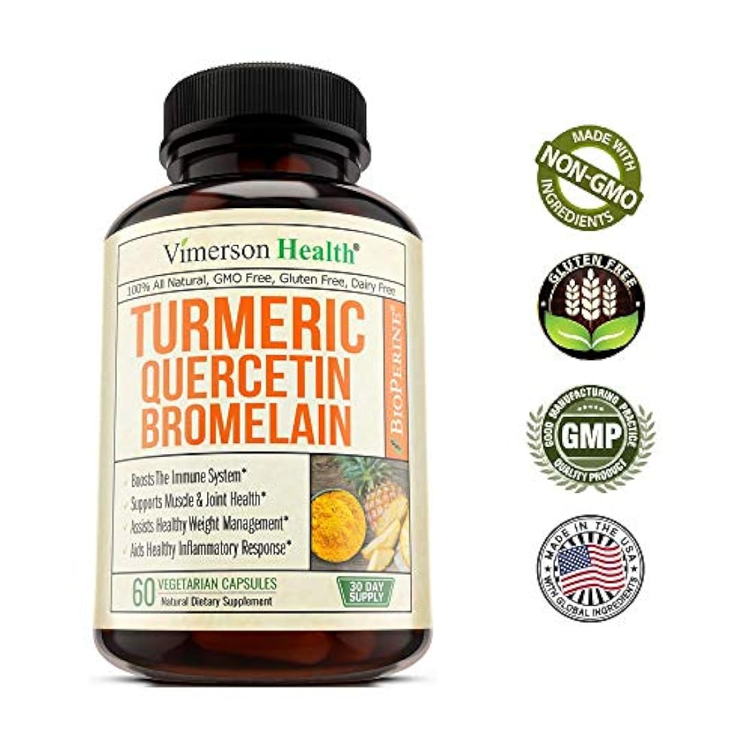 Cúrcuma Curcumina Bromelain Quercetina y Bioperine