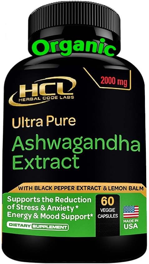 Cápsulas de Ashwagandha Orgánica 2000 MG - Alivio del Estrés