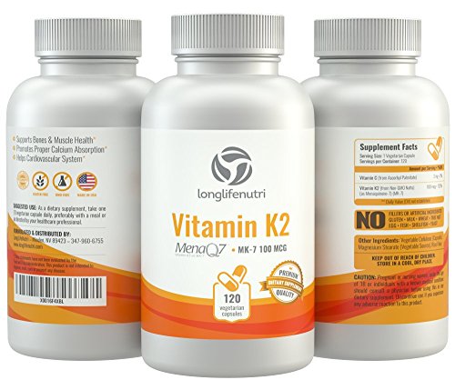 Vitamina K2 MK7 100 Mcg con MenaQ7 120 cápsulas vegetarianas