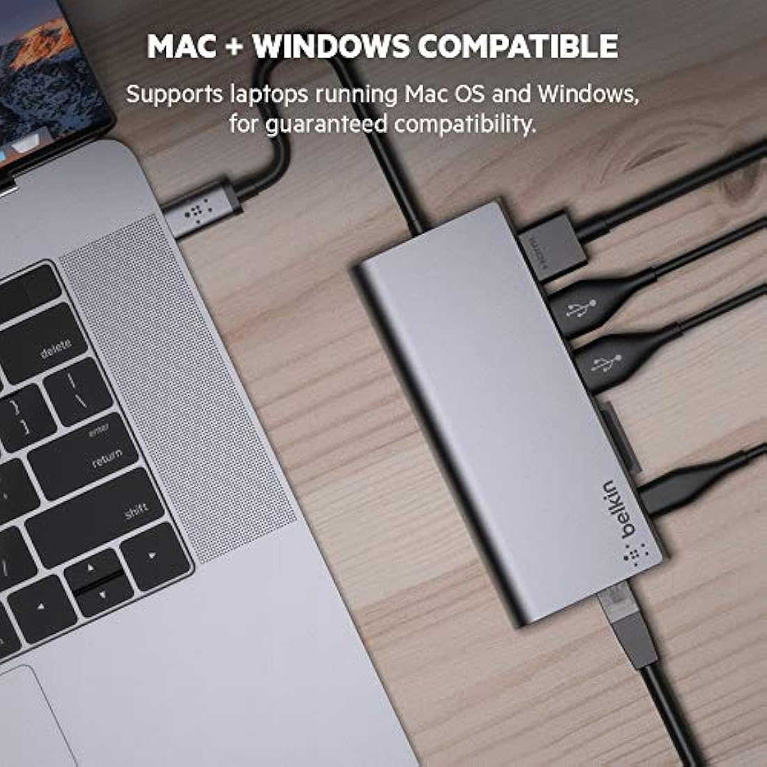 Cable USB-C conectado base USB-C para portátiles