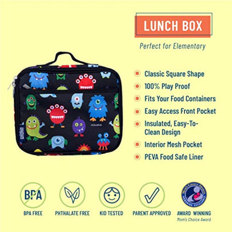Lonchera en poliéster para niños diseño de monstruos