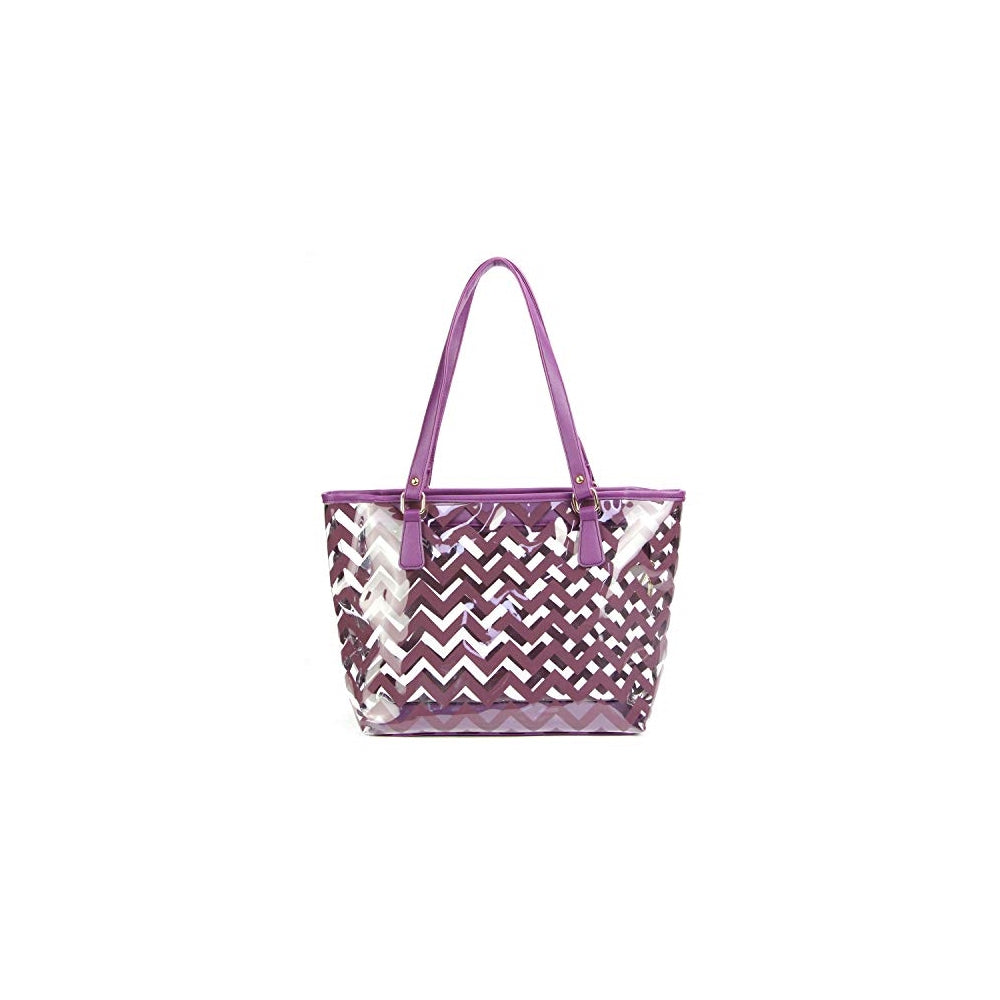Bolso transparente con diseño de rayas y bolsillo interior