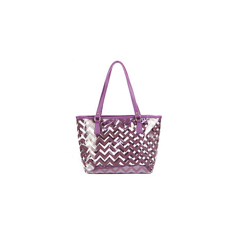 Bolso transparente con diseño de rayas y bolsillo interior