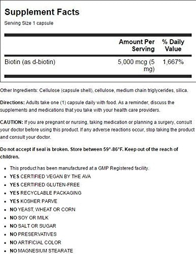 Country Life - Biotina de alta potencia, 5 mg - 120 cápsulas