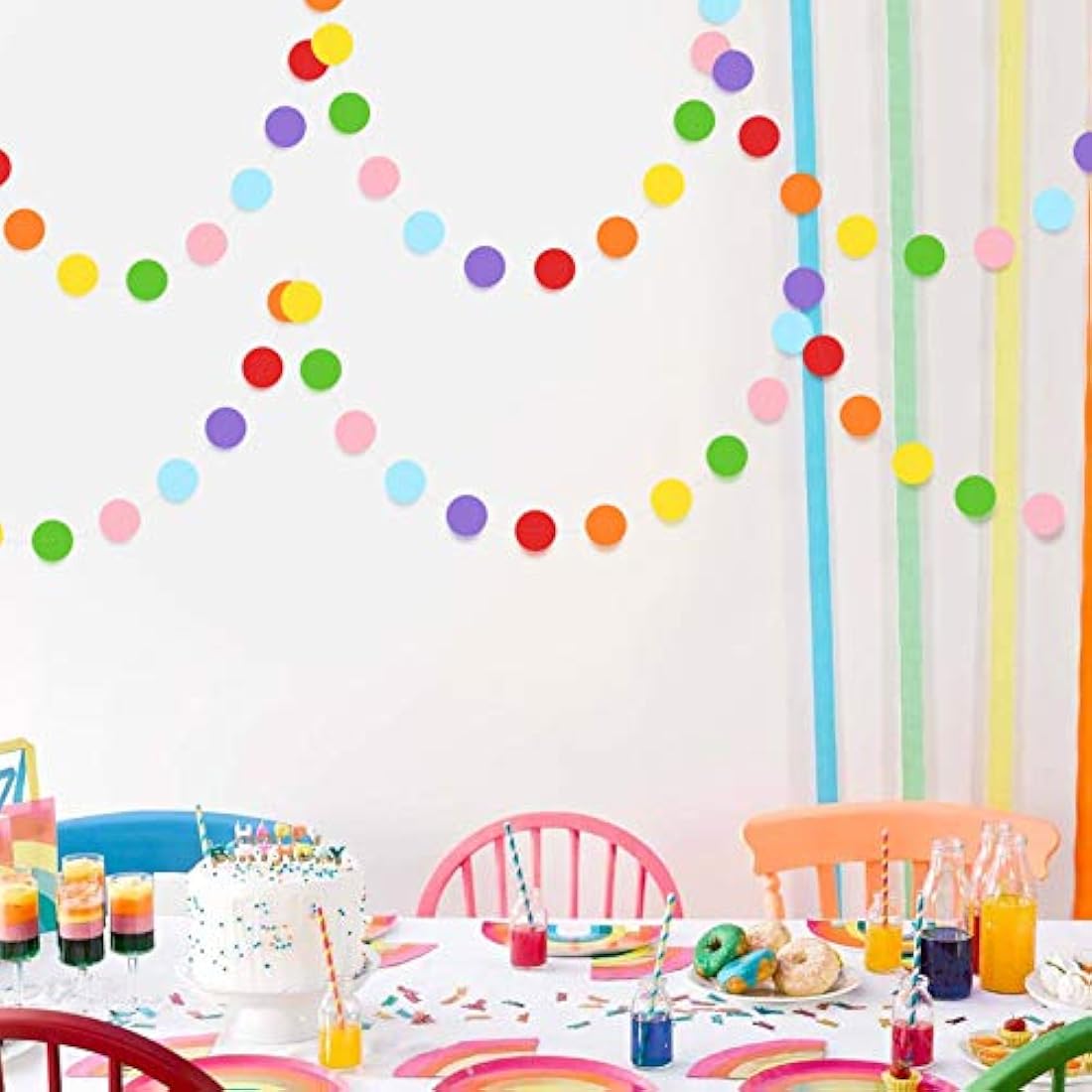 Guirnalda de papel con diseño de círculo, diseño de lunares