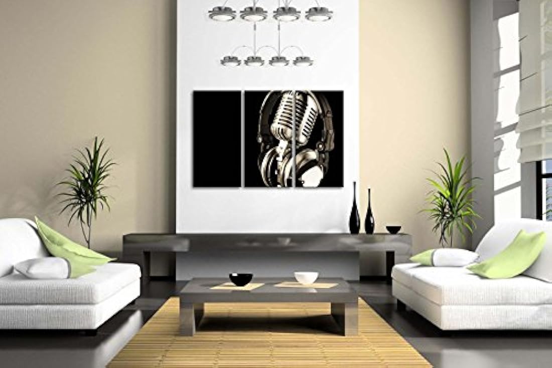 arte de pared auriculares y micrófono impresa en lienzo