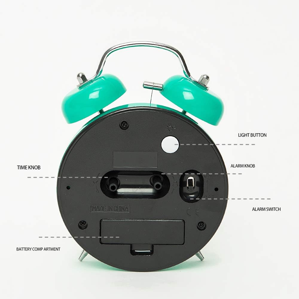 Reloj despertador con campana, luz de fondo, modelo 4