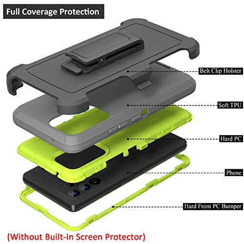 Funda compatible con Samsung Galaxy A53 5G, con clip para cinturón, resistente, resistente a prueba de golpes, protección de cuerpo completo, con función atril, para Samsung Galaxy A53 5G (gris oscuro + azul claro)