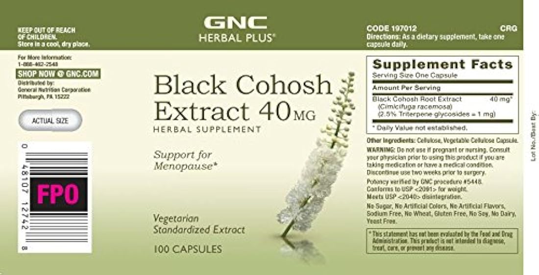 GNC Herbal Plus Black Cohosh Extracto de 40 mg