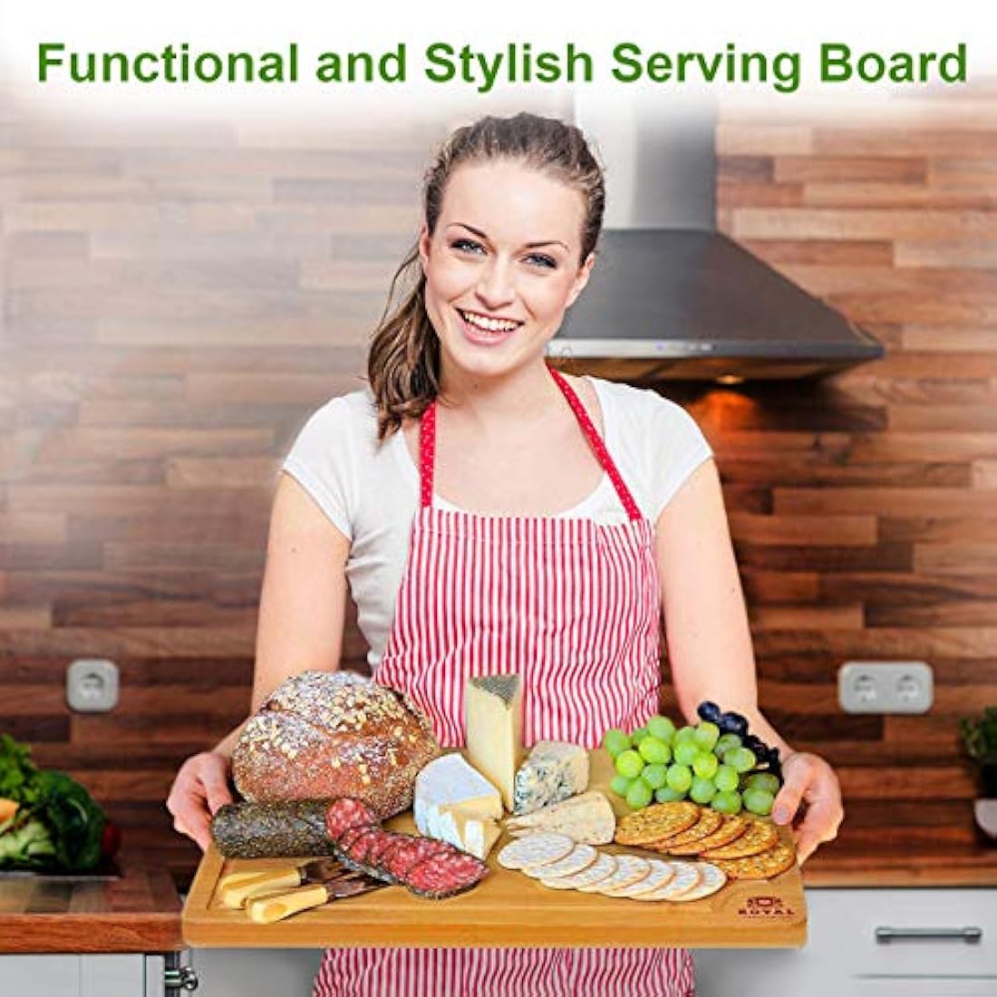 Tabla de cortar de bambú orgánico con ranura para jugo