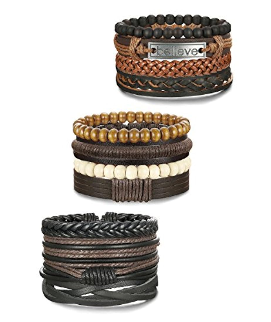 Pulsera de piel trenzada ajustable para hombre y mujer