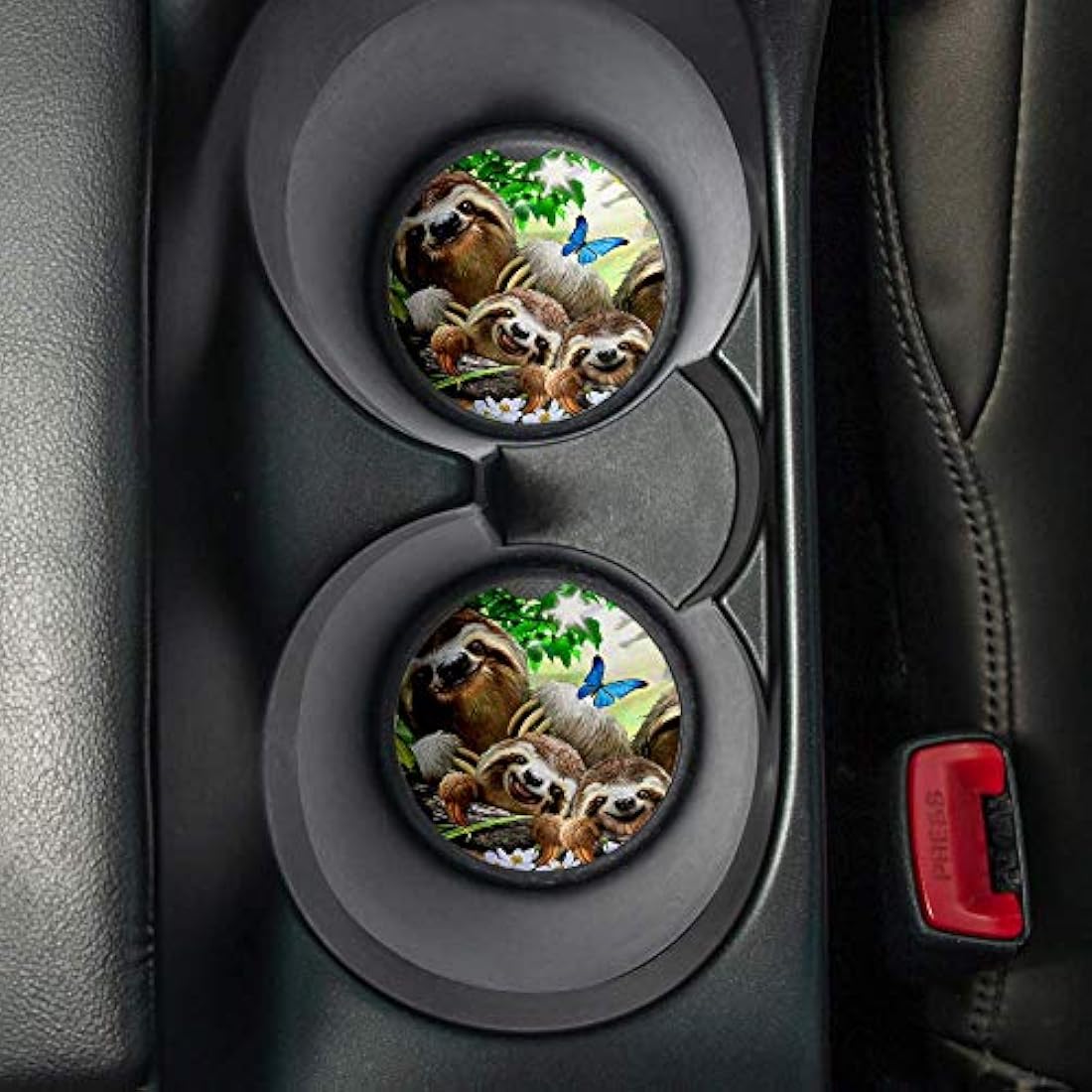 Posavasos de goma para coche | Selfie de la familia Sloth