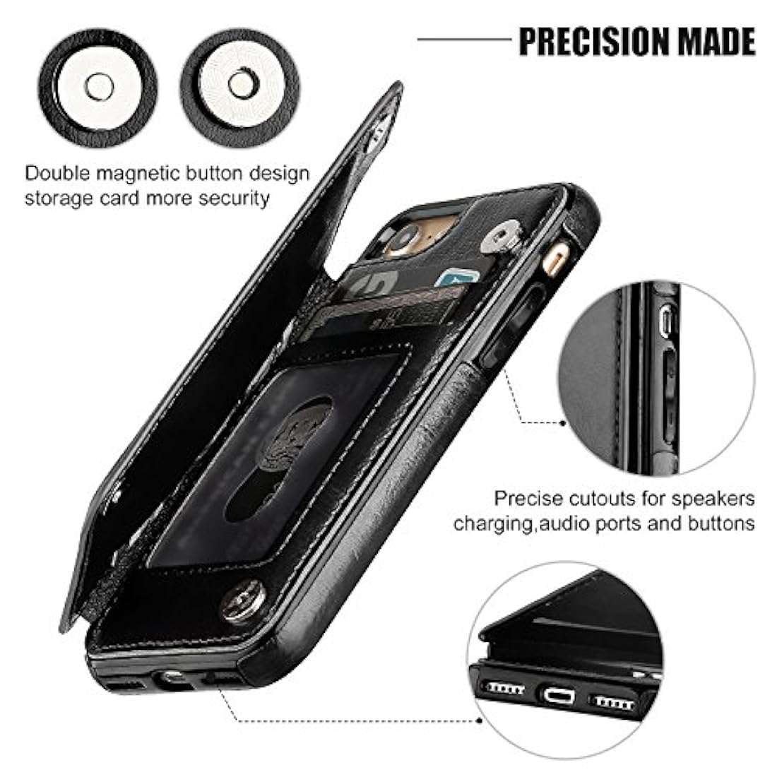Funda tipo cartera para iPhone 8, resistente a golpes.