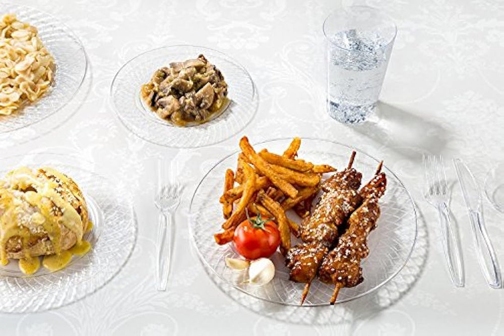 54 platos de plástico transparente de cristal de 9.0 in