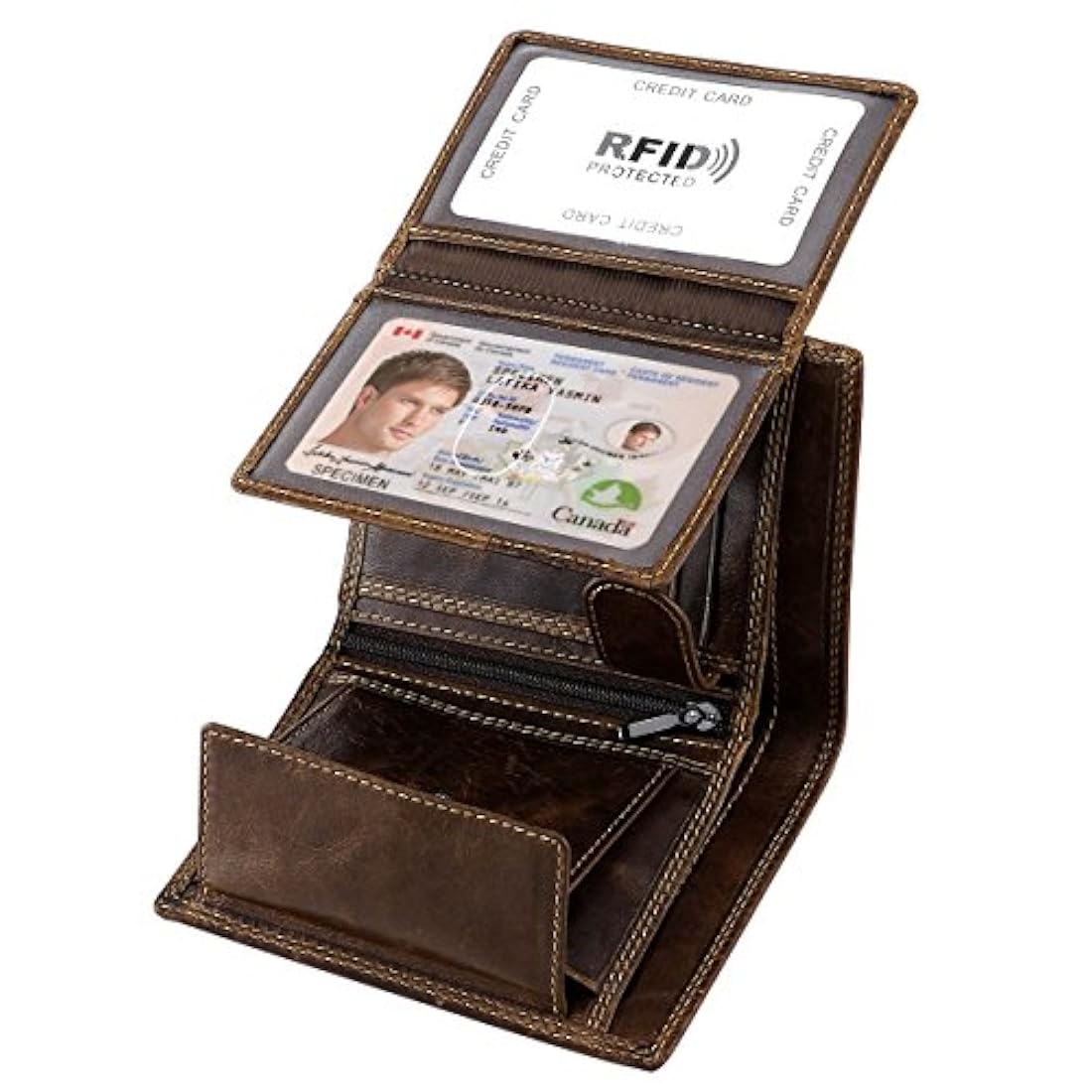 HAWEE billetera de piel de vaca con bloqueo RFID  hombres