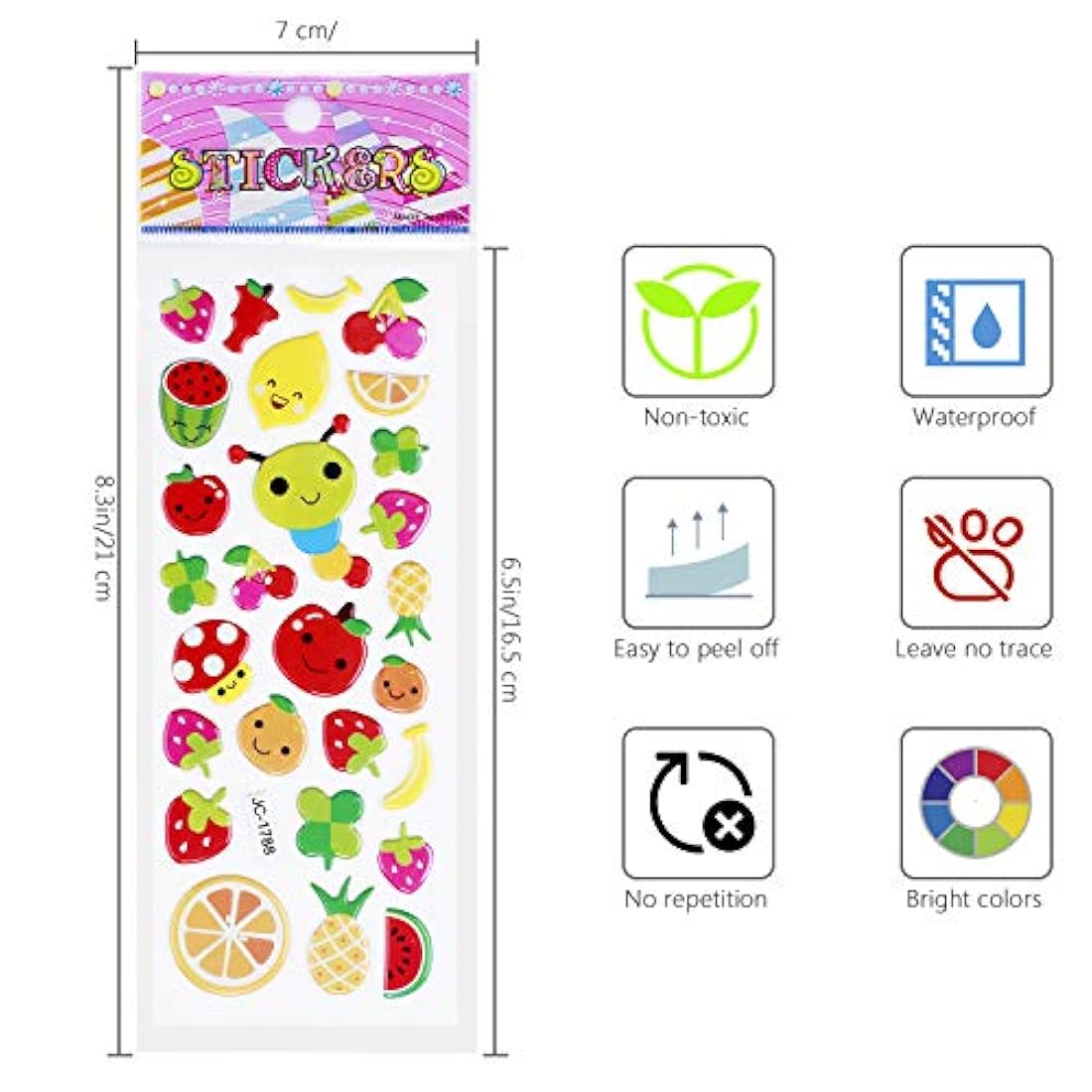 24 hojas diferentes pegatinas 3D para niños pequeños