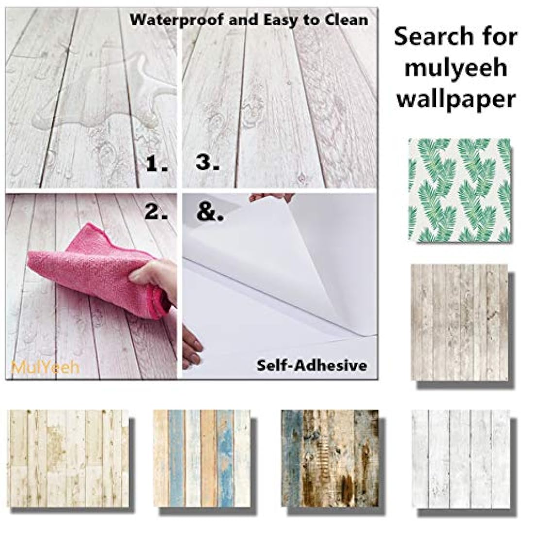 MulYeeh - Papel autoadhesivo de madera de imitación p