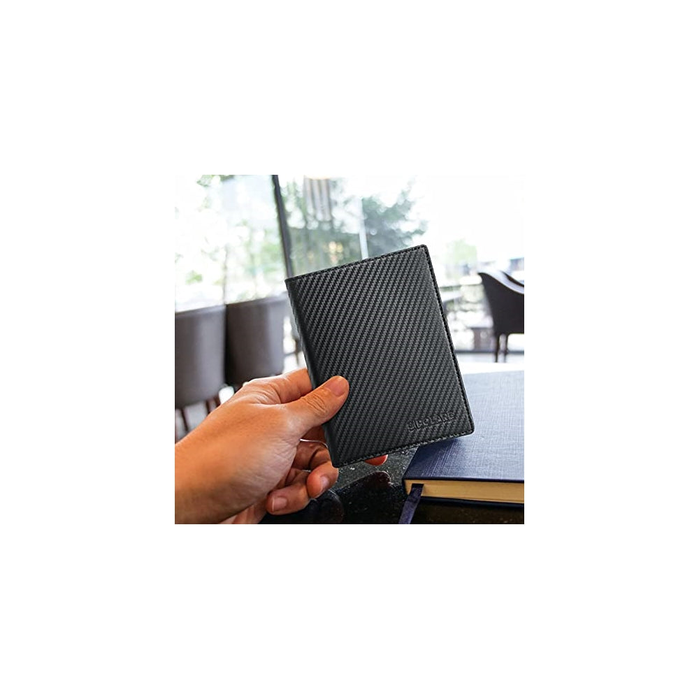 Porta Documentos y Tarjetas plegable de piel con bloqueo