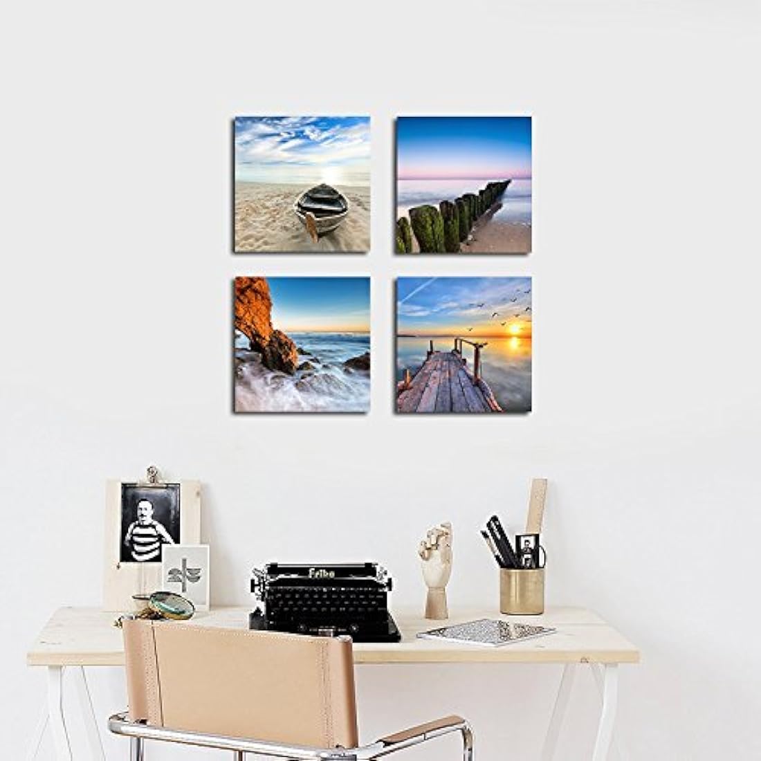 Wieco Art Giclee Lienzo decorativo a pared de vista al mar