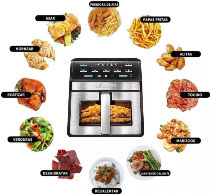 Freidora de aire Gourmia 7.5L con ventana y luz, Mod. GAF858