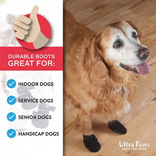 Ultra Paws Botas duraderas para perros, color negro, ligeras, resistentes al agua, para perros pequeños, perros medianos, perros grandes y perros XL (protector antideslizante para patas ajustables reflectantes de velcro para botas)