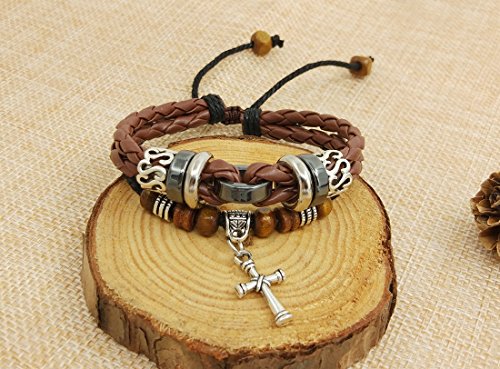 Pulsera trenzada tejida de cuero ajustable