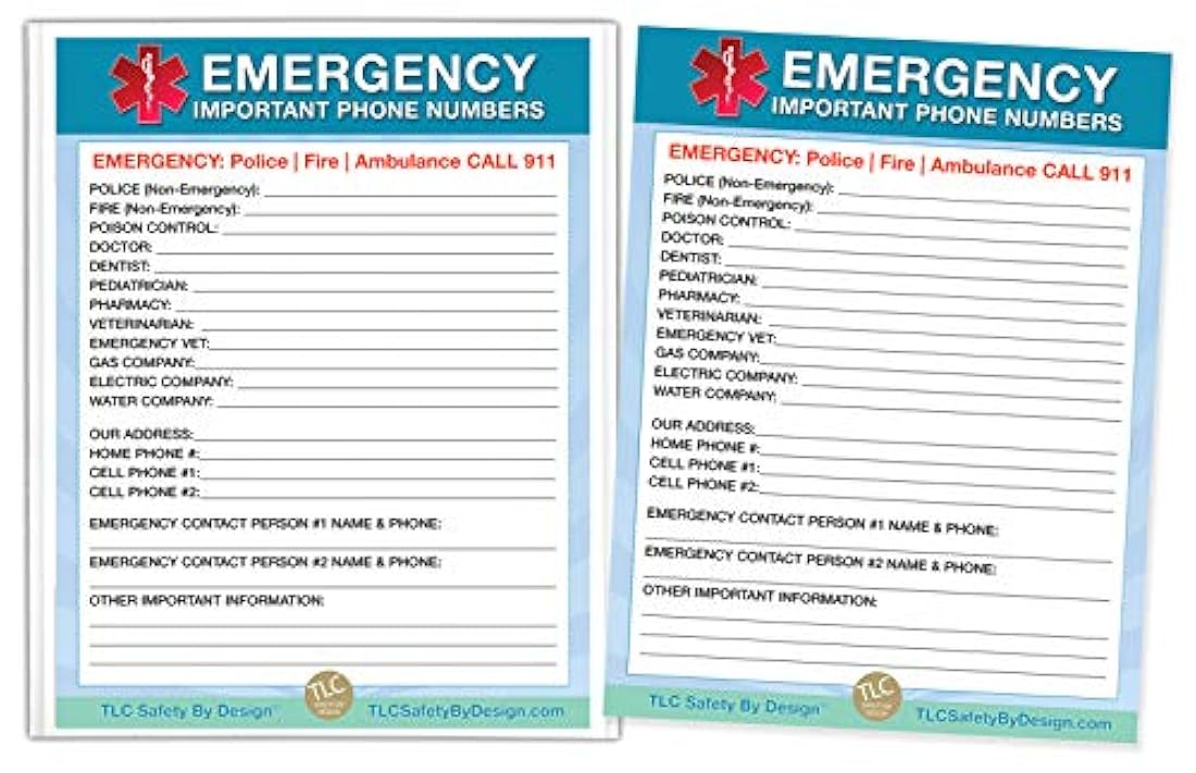 2 Imanes tipo Tarjetas de contacto de emergencia