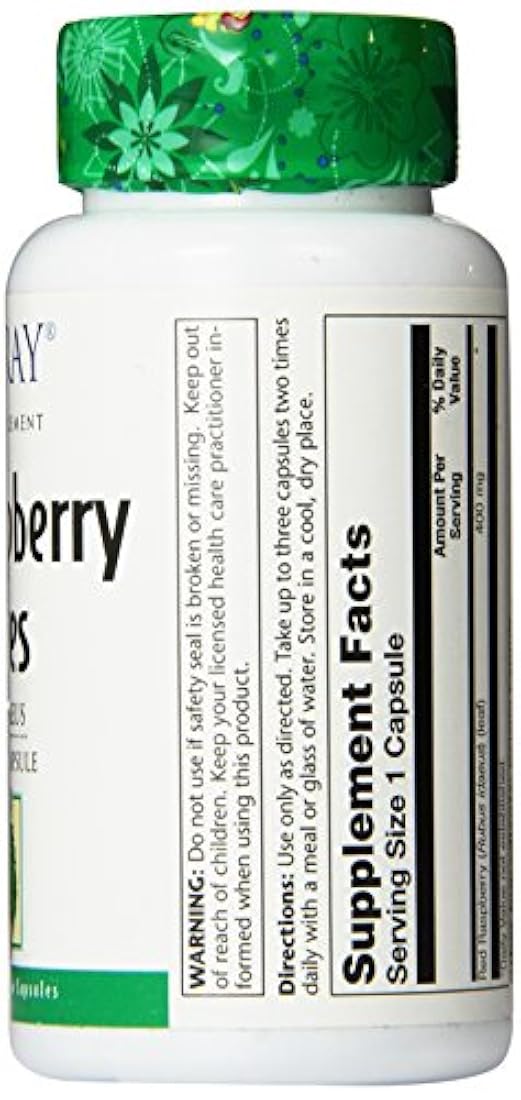 Solaray Rojo Frambuesa Hojas Cápsulas, 400 mg, 100 Count