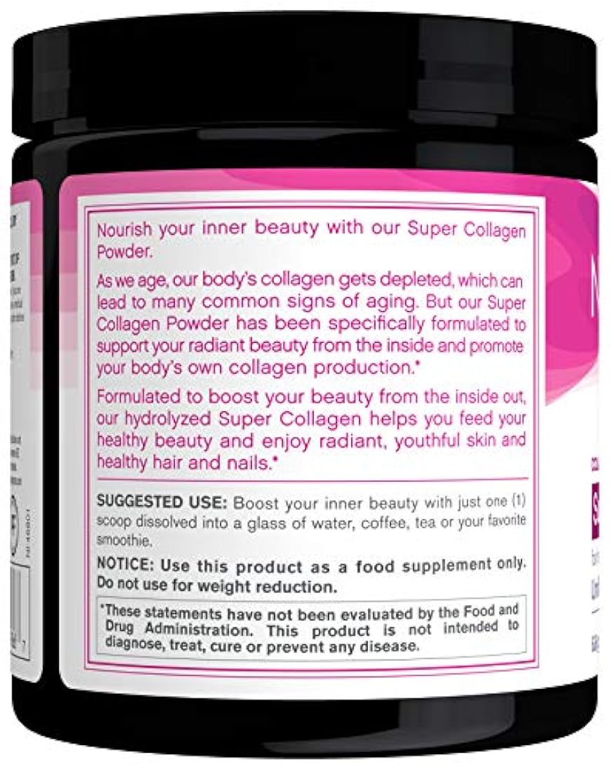 NeoCell Super Colágeno en polvo, 14 onzas, sin OGM, alimentación de hierba, Paleo, sin gluten, péptidos de colágeno tipos 1 y 3 para cabello, piel, uñas y articulaciones (embalaje puede variar), 60 porciones