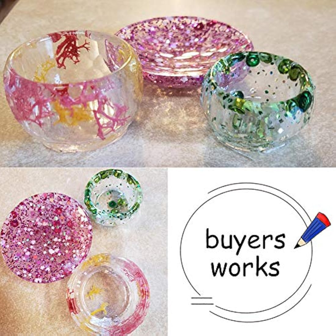 3 moldes de silicona decorativos para hacer tartas de resina epoxi grandes, cuencos pequeños/platos de bricolaje